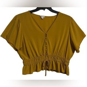 Cato women’s Top yellow crop top blouse NEW
